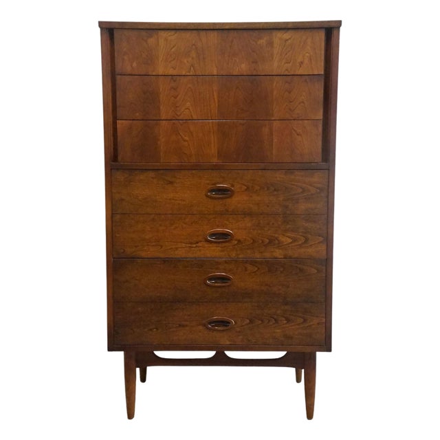Dixie Furniture Solid Walnut MCM Mid Century Modern 30" Chest of Drawers 6809 For Sale