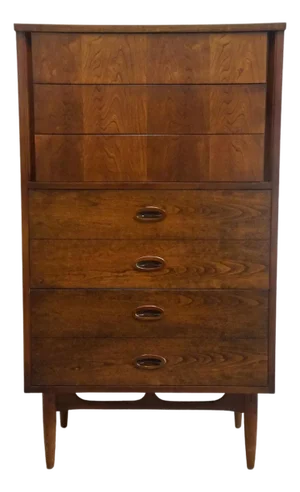 Dixie Furniture Solid Walnut MCM Mid Century Modern 30" Chest of Drawers 6809
