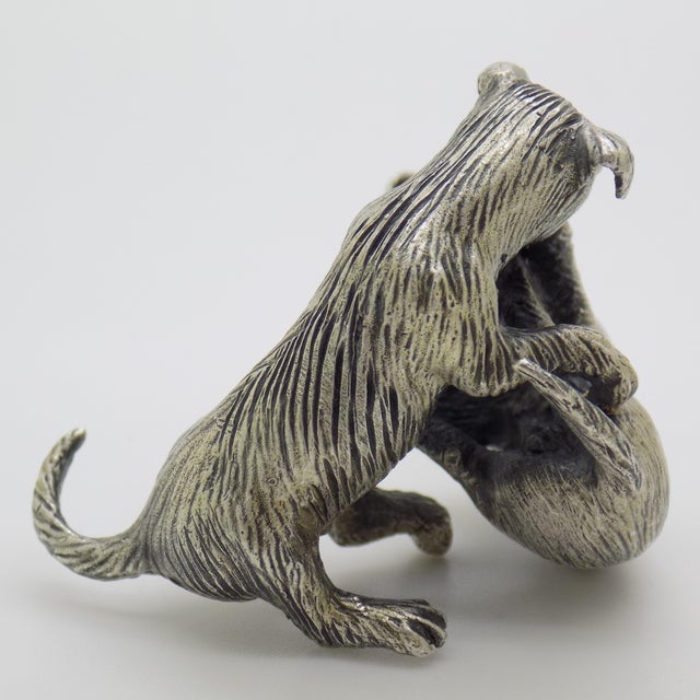 1970s Vintage Italian Handmade Genuine Silver Playful Puppy Dogs Large & Rare Figurine, Made in Tuscany For Sale - Image 5 of 10