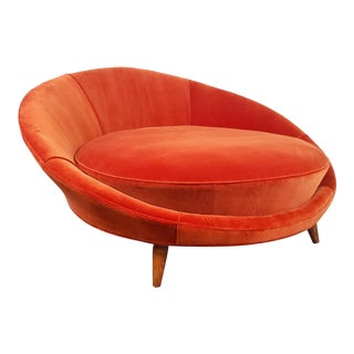 Early Milo Baughman Satellite Chair in Blood Orange Velvet For Sale