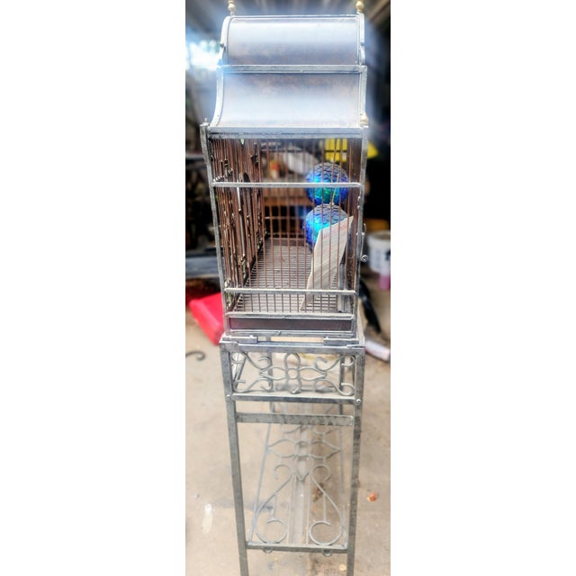 1960s Vintage Wrought Iron Gothic Victorian Bird House Large For Sale - Image 5 of 7