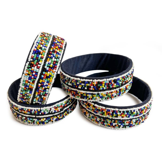 Late 20th Century Vintage Multi-Color Beaded African Arm Band Decorative Object For Sale - Image 5 of 6