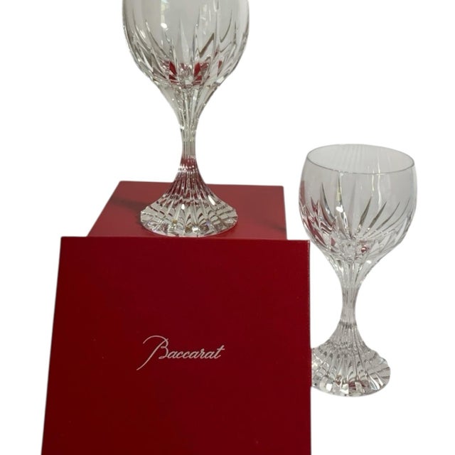 1970s Vintage Baccarat Massena Water Goblet Crystal No Trim Mint - a Pair For Sale - Image 5 of 5