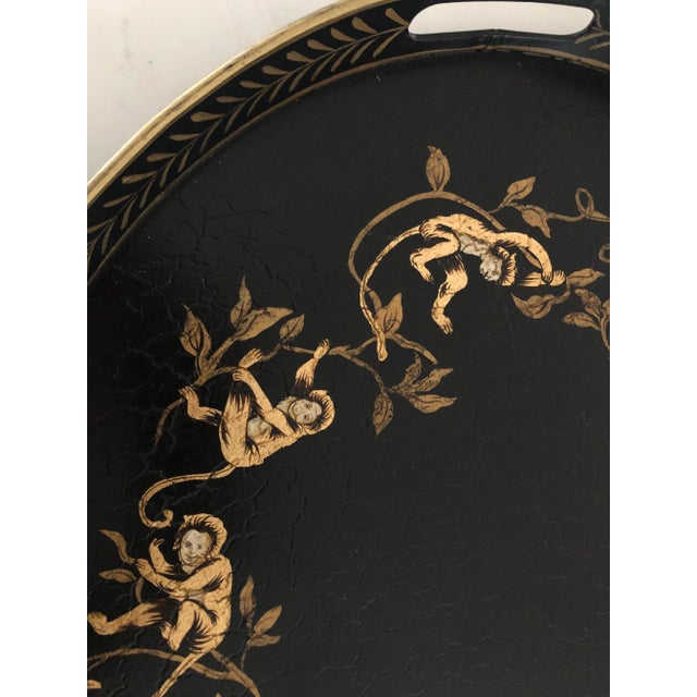 John Richard Collection Oval Black Scroll Monkey Tray For Sale - Image 10 of 12