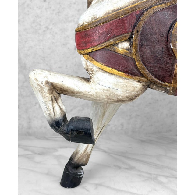 Vintage 24" Traditional Folk Art Hand Painted Carousel Horse For Sale - Image 11 of 12