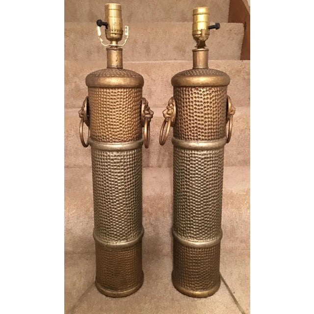 Tall Multi- Tone Metal Hand-Hammered Brass/Nickel/Wood Table Lamp For Sale - Image 10 of 12