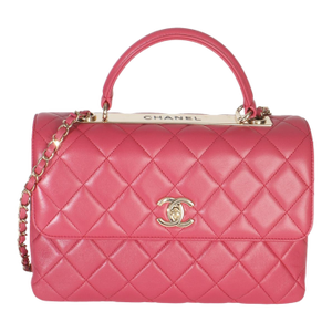 Pink Quilted Lambskin Medium Trendy CC Flap Dual Handle Bag