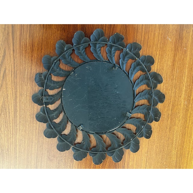 Mid 20th Century Vintage Gilded Metal Sunburst Mirror For Sale - Image 5 of 7