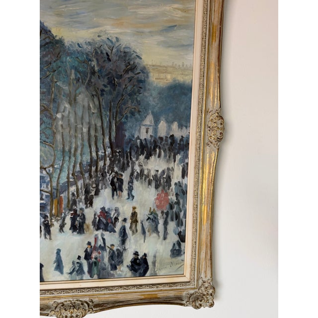 Vintage Impressionist Parisian Boulevard Landscape Oil on Canvas Painting, After Claude Monet For Sale - Image 12 of 13
