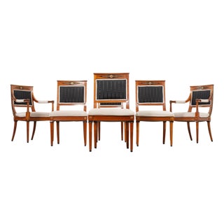 Set of Six French Directoire Style Dining Chairs Bronze Accents For Sale