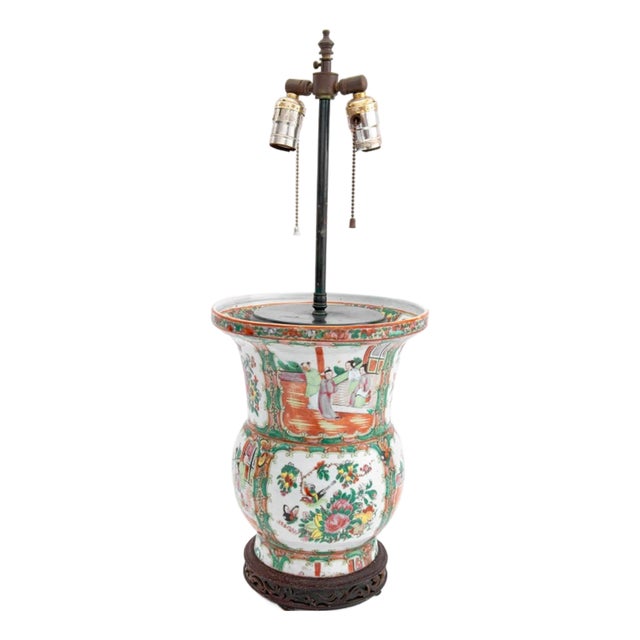 Chinese Famille Rose Porcelain Vase Mounted Lamp For Sale