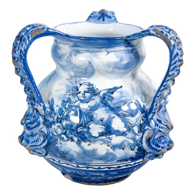3-Handled Majolica Vase by Alba Docilia for Albissola For Sale