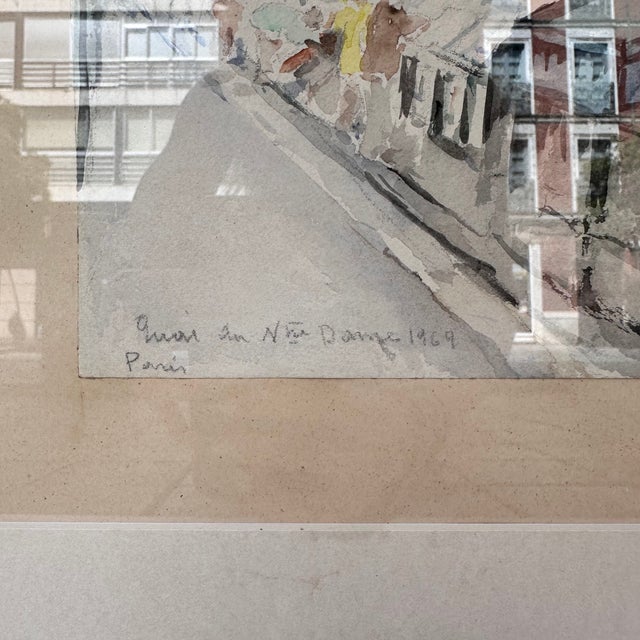 1960s Timoteo Pérez Rubio, View of Notre Dame from Quai De La Tournelle, 1969, Watercolor on Paper For Sale - Image 5 of 18