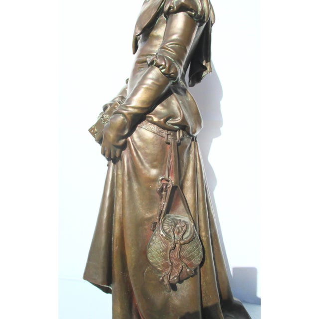 Bronze Eugene Aizelin Bronze Margarette Statue Barbedienne Foundry For Sale - Image 8 of 15