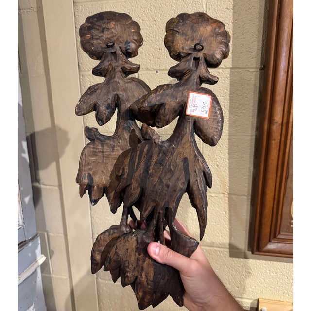 Pair of Mid 20th Century French Carved Gilt and Polychromed Wall Sculptures For Sale In Dallas - Image 6 of 6