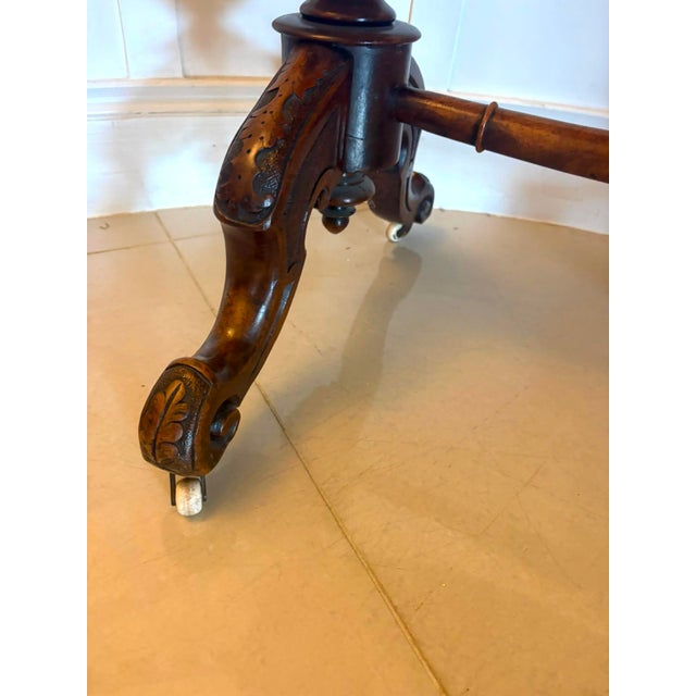 Antique Victorian Carved Burr Walnut Centre Table with Chess Top, 1860 For Sale - Image 12 of 15