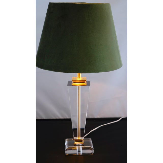 Vintage Acrylic Glass Fabric Shade Table Lamp, 1980s For Sale - Image 15 of 16