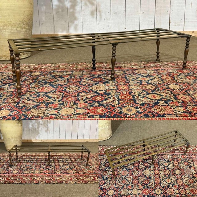 Late 19th century English brass fireplace bench/rest - L=97cm W=30cm H=21cm