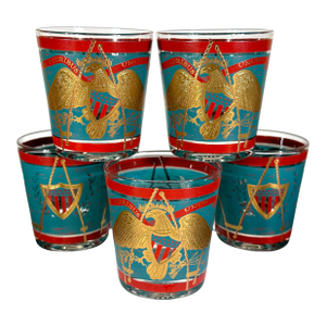 Set of 5 Cera E Pluribus Unum Lowball Glasses, Circa 1960