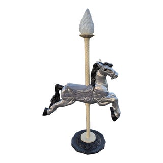 Mid Century Cast Metal Carousel Horse Converted Floor Lamp For Sale