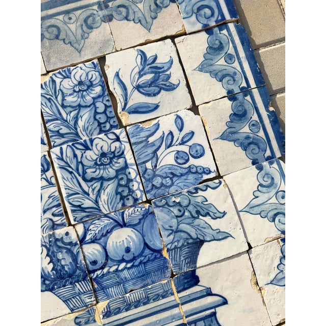 Antique 18th Century Portuguese Rococo Basket of Plenty Tile Panel For Sale - Image 13 of 15