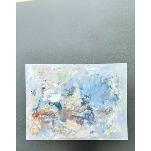 Abstract Vintage Abstract Oil Painting on Canvas For Sale - Image 3 of 10