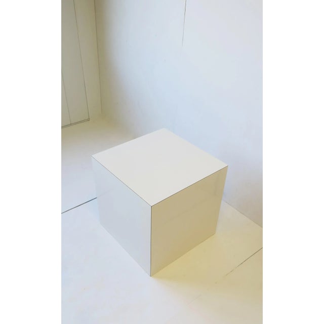 White White Cube End Table or Pedestal, Postmodern, Late 20th Century For Sale - Image 8 of 12