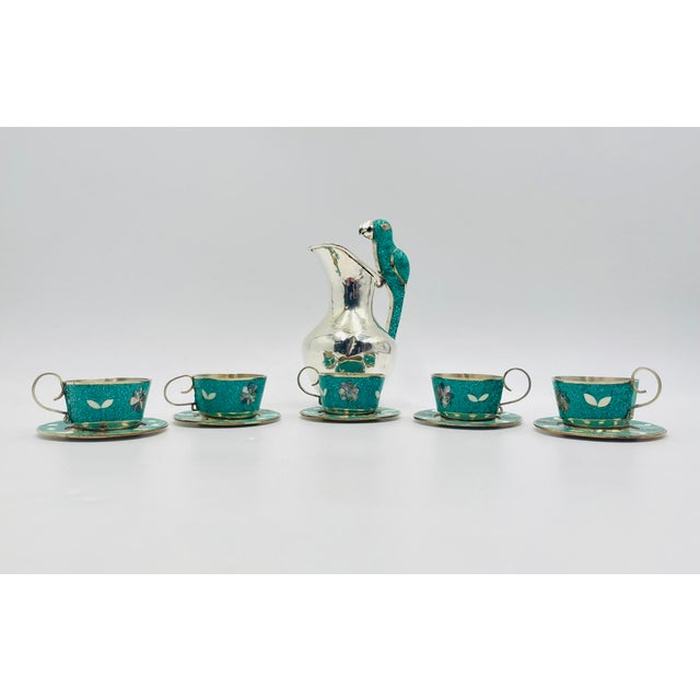 1960s 1950s Taxco Mexico Parrot Handle Silver Plate Alpaca Drink Service Set - Set of 11 For Sale - Image 5 of 18