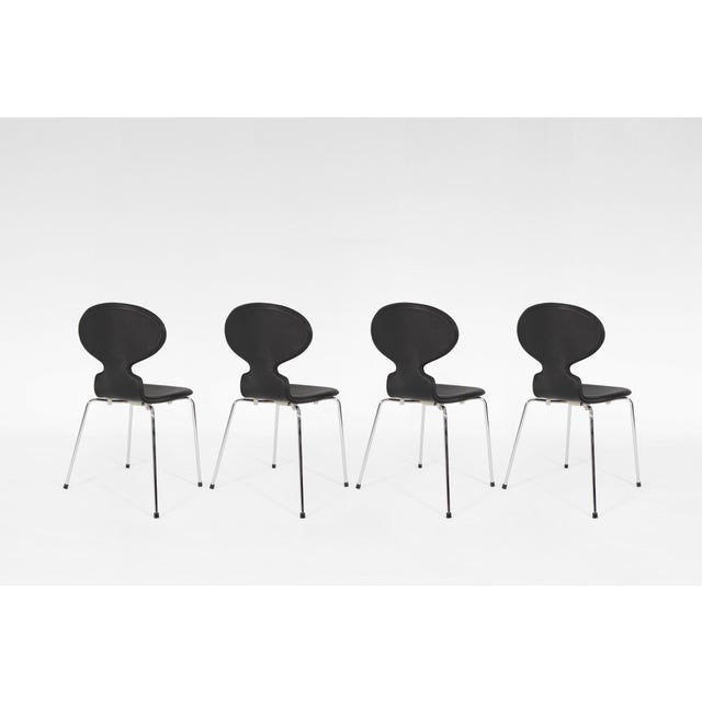 Vintage Series 7 chairs, Model 3107, designed by Arne Jacobsen for Fritz Hansen in Denmark, 1960s. Upholstered in black...