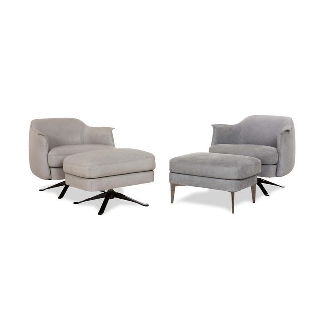 Set of Leather Armchair and Stool in Grey from Cierre Boheme For Sale - Image 17 of 17