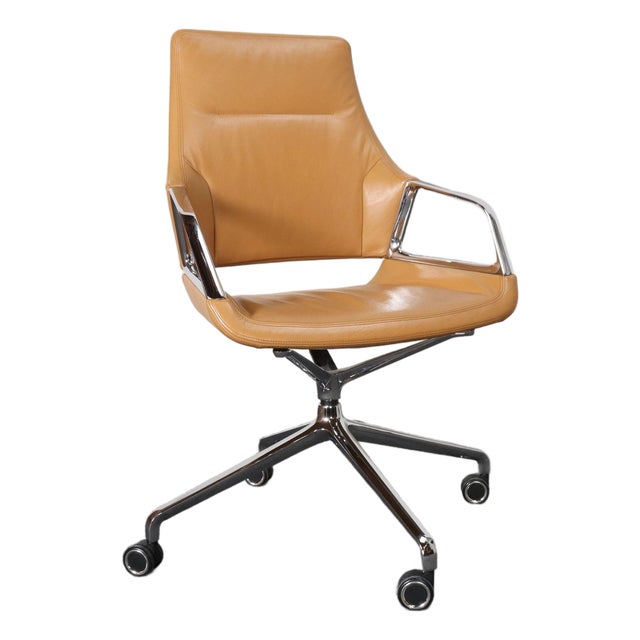 German Leather and Chrome Desk / Conference Chair by Jehs + Laub for Wilkhahn For Sale