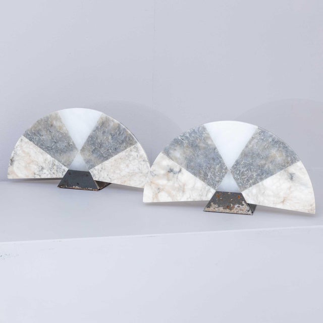 Metal 1970s Pair of Modernist Italian Alabaster Table Lamps For Sale - Image 7 of 7