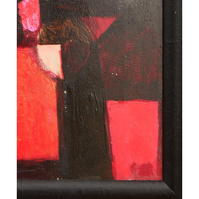 Plastic David Adickes "Red and Black Cubist with White" Modern Red-Toned Abstract Geometric Painting, 20th Century For Sale - Image 7 of 10