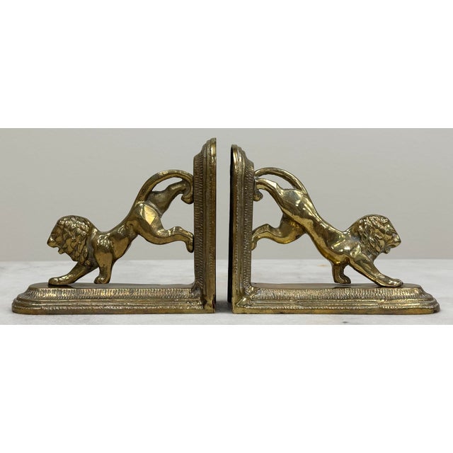 Vintage 20th C Brass Lion Bookends For Sale In Kansas City - Image 6 of 8