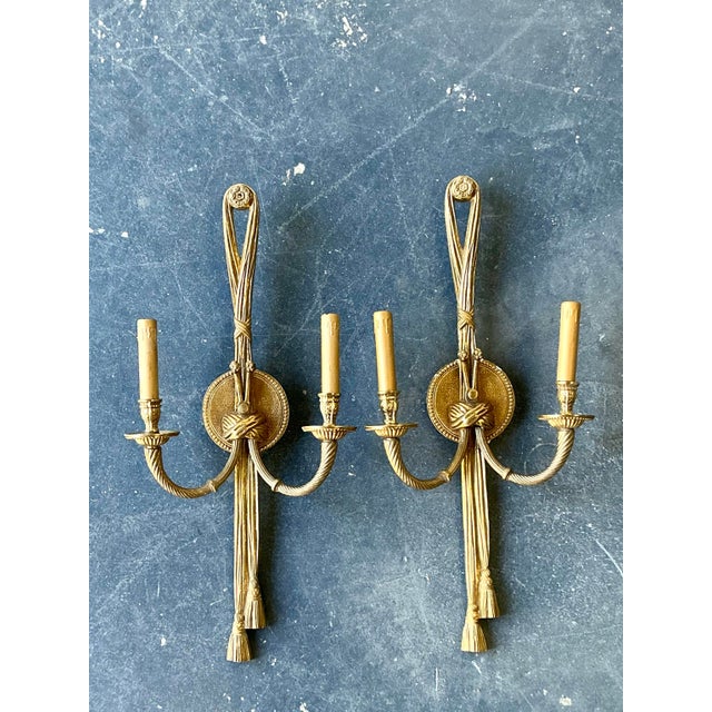 Vintage Regency Swag Light Sconce - A Pair For Sale In West Palm - Image 6 of 9
