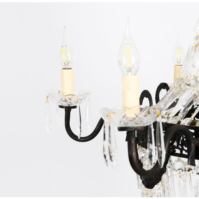 Antique Louis Revival Cut Crystal 14-Light Ballroom Chandeliers, 1920s, Set of 6 For Sale - Image 9 of 18