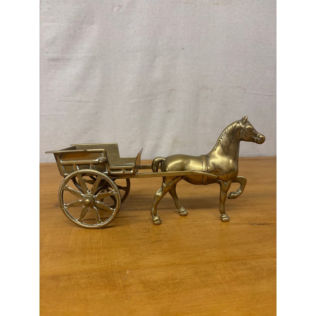 English Vintage English Brass Horse and Cart For Sale - Image 3 of 6