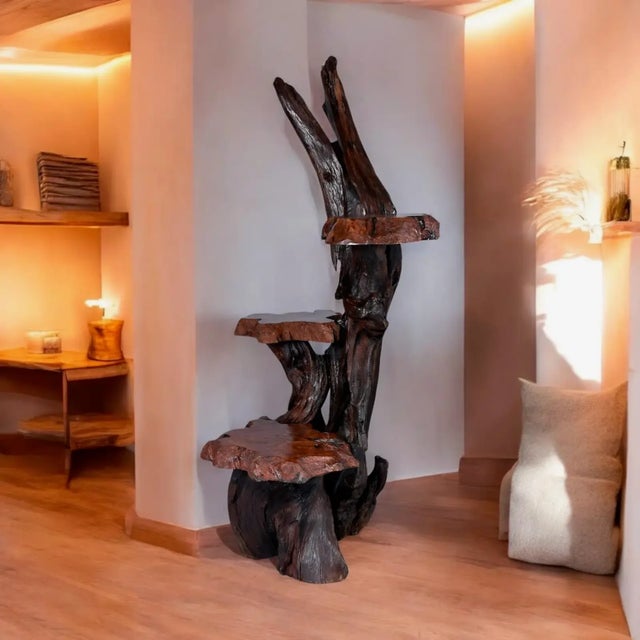 Incredible rustic hand crafted tree root plant pedestal. Bring the beauty of nature indoors with this three tiered...