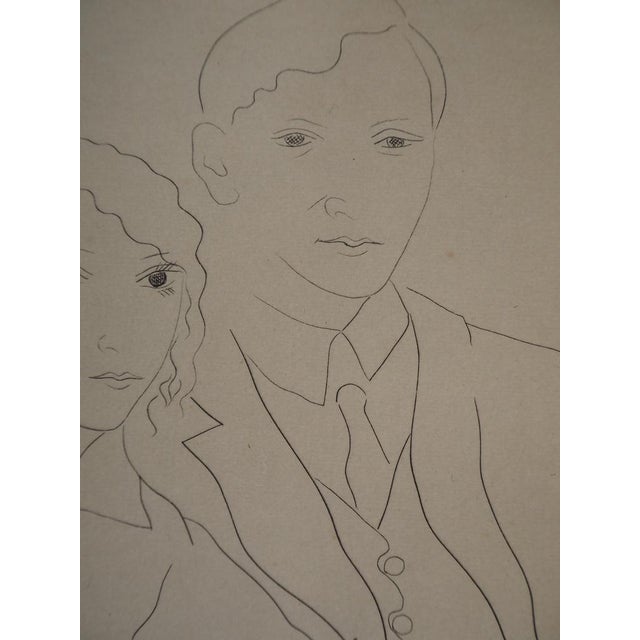 Léonard Foujita, The Bride and Groom, Original Etching, 1926 For Sale - Image 4 of 7