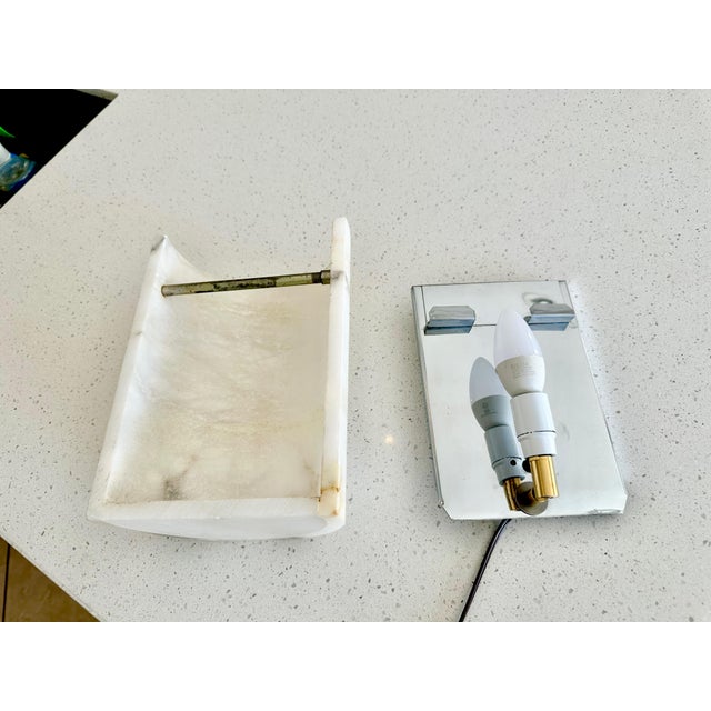 Single Half Cylinder White Alabaster Minimalist Wall Light Sconce For Sale - Image 16 of 18