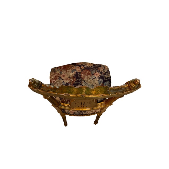 Antique French Louis XIV Gold Leaf Side Accent Harp Small Chair For Sale - Image 9 of 10