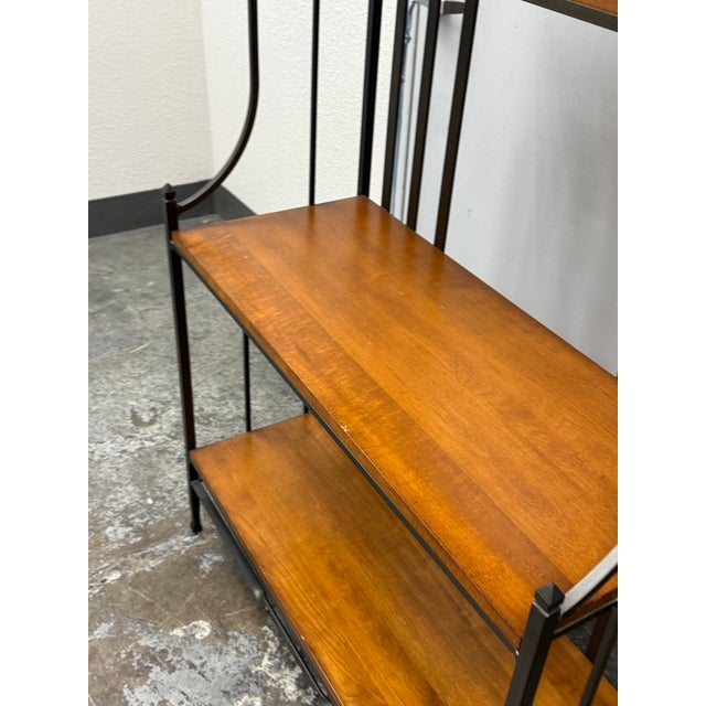 Metal Industrial Iron + Wood Four-Tier Étagère For Sale - Image 7 of 12