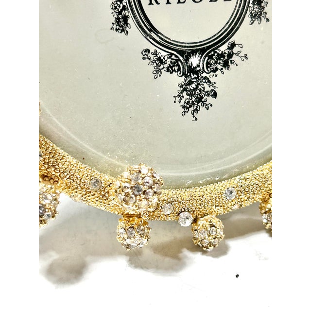 1990s Olivia Riegel Gilt Metal Jeweled Picture Frame – Crystal Embellished Hollywood Regency Style For Sale - Image 4 of 9