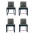 Modern Gray Channeled Leather Dining Side Chairs Set of 4 For Sale