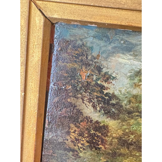 Antique Early 19th Century Fête Champêtre, Oil on Copper — Regency Figures Dancing in a Park, Period Giltwood Frame, For Sale - Image 9 of 10