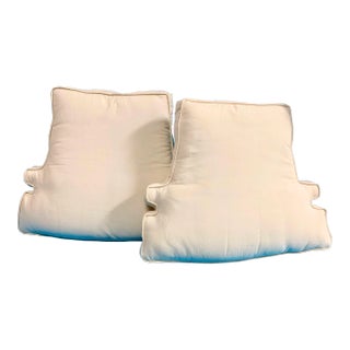 Vintage White Armchair Seat Cushion Pads- a Pair For Sale