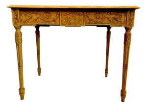 19th Century French Louis XVI Bleached Oak Side Table with Neoclassical Carved Designs