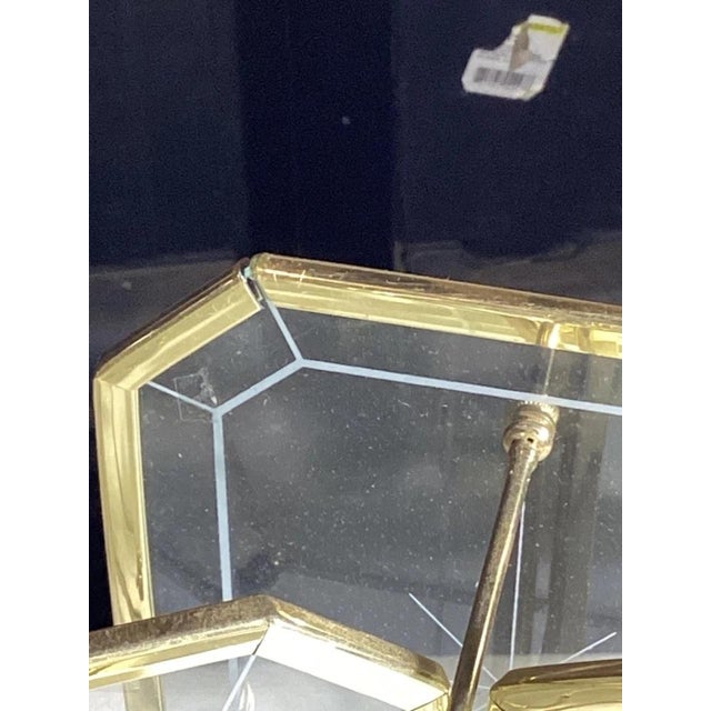 Vintage Brass & Glass Starburst Chandelier 16" Hanging Ceiling Light Fixture For Sale - Image 10 of 13