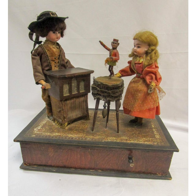 Automaton German Zinner & Sohn Musical Toy W Children & Organ Grinder Monkey For Sale - Image 13 of 16