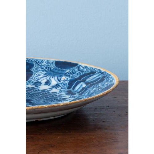 18th Century Dutch Delft Blue and White Peacock Plates, Set of 2 For Sale - Image 13 of 16